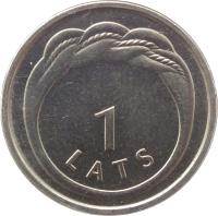 reverse of 1 Lats - Namejs ring (2009) coin with KM# 101 from Latvia. Inscription: 1 LATS