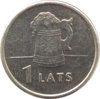 Latvia coin 1 Lats - Beer mug (2011) reverse reverse of 1 Lats - Beer mug (2011) coin with KM# 119 from Latvia. Inscription: 1 LATS
