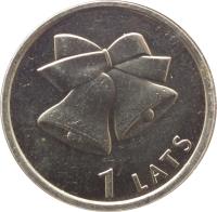 Latvia coin 1 Lats - Christmas bells (2012) reverse reverse of 1 Lats - Christmas bells (2012) coin with KM# 136 from Latvia. Inscription: 1 LATS