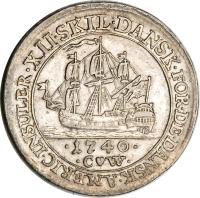 reverse of 12 Skilling - Christian VI (1740) coin with KM# 4 from Danish West Indies.