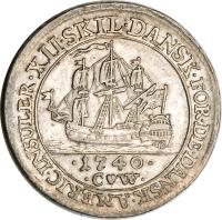 Danish West Indies coin 12 Skilling - Christian VI (1740) reverse reverse of 12 Skilling - Christian VI (1740) coin with KM# 4 from Danish West Indies.