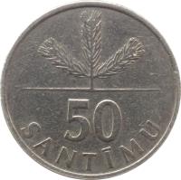 Latvia coin 50 Santimu (1992 - 2009) reverse reverse of 50 Santimu (1992 - 2009) coin with KM# 13 from Latvia. Inscription: 50 SANTIMU
