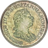obverse of 3 Guilder - George III (1816) coin with KM# 15 from Demerara and Essequibo. Inscription: GEORGIUS III D:G:BRITANNIARUM REX