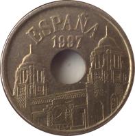 obverse of 25 Pesetas - Juan Carlos I - Melilla (1997) coin with KM# 983 from Spain. Inscription: ESPAÑA 1997