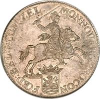 Dutch Republic coin 1 Ducaton (1670 - 1793) obverse obverse of 1 Ducaton (1670 - 1793) coin with KM# 57 from Dutch Republic. Inscription: MON: NOV: ARG: PRO: CON FOED: BELG: COM: ZEL