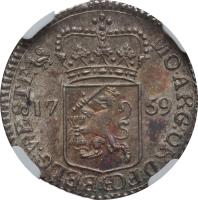 Dutch Republic coin 1/4 Gulden (1758 - 1759) obverse obverse of 1/4 Gulden (1758 - 1759) coin with KM# 135 from Dutch Republic.