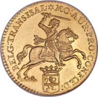 Dutch Republic coin 14 Guilder (1760 - 1763) obverse obverse of 14 Guilder (1760 - 1763) coin with KM# 101 from Dutch Republic. Inscription: BELG:TRANSISAL · *MO:AUR:PRO:CONFŒD: