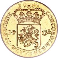 Dutch Republic coin 14 Guilder (1749 - 1763) obverse obverse of 14 Guilder (1749 - 1763) coin with KM# 97 from Dutch Republic.