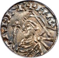 England coin 1 Penny - Cnut - Short Cross (1029 - 1036) obverse obverse of 1 Penny - Cnut - Short Cross (1029 - 1036) coin with SP# 1159 from England. Inscription: + CNVT + REC X