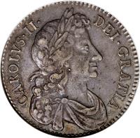 England coin 1/2 Crown - Charles II - 4'th Portrait (1672 - 1684) obverse obverse of 1/2 Crown - Charles II - 4'th Portrait (1672 - 1684) coin with SP# 3367 from England. Inscription: CAROLVS · II · DEI · GRATIA