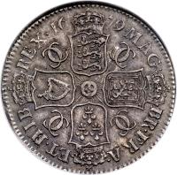 England coin 1/2 Crown - Charles II - 4'th Portrait (1672 - 1684) reverse reverse of 1/2 Crown - Charles II - 4'th Portrait (1672 - 1684) coin with SP# 3367 from England. Inscription: MAG · BR · FRA · ET · HIB REG · 16 79 · CC CC CC CC