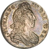 England coin 1 Crown - William III (1696 - 1700) obverse obverse of 1 Crown - William III (1696 - 1700) coin with SP# 3474 from England. Inscription: GVLIELMUS · III · DEI · GRA
