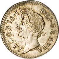 England coin 4 Pence - James II - Maundy Coinage (1686 - 1688) obverse obverse of 4 Pence - James II - Maundy Coinage (1686 - 1688) coin with SP# 3414 from England. Inscription: IACOBVS · II · DEI · GRATIA
