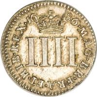 England coin 4 Pence - James II - Maundy Coinage (1686 - 1688) reverse reverse of 4 Pence - James II - Maundy Coinage (1686 - 1688) coin with SP# 3414 from England. Inscription: MAG · BR · FRA · ET · HIB · REX · 16 86 · IIII