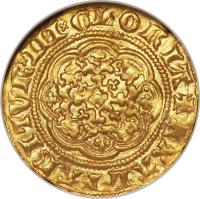 England coin 1/4 Noble - Edward III - Pre-Treaty Coinage (1351 - 1361) reverse reverse of 1/4 Noble - Edward III - Pre-Treaty Coinage (1351 - 1361) coin with SP# 1498 from England. Inscription: EXALTIBVR IN GLORIA