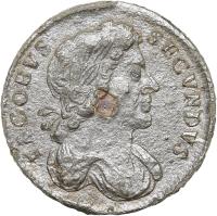 England coin 1/2 Penny - James II (1685 - 1687) obverse obverse of 1/2 Penny - James II (1685 - 1687) coin with SP# 3419 from England. Inscription: IACOBVS . SECVNDVS