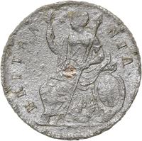 England coin 1/2 Penny - James II (1685 - 1687) reverse reverse of 1/2 Penny - James II (1685 - 1687) coin with SP# 3419 from England. Inscription: BRITAN NIA