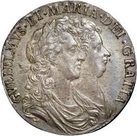 England coin 1/2 Crown - William & Mary (1689 - 1690) obverse obverse of 1/2 Crown - William & Mary (1689 - 1690) coin with SP# 3435 from England.
