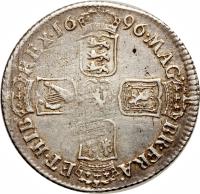 England coin 1 Shilling - William III - Norwich mint (1696 - 1697) reverse reverse of 1 Shilling - William III - Norwich mint (1696 - 1697) coin with SP# 3501 from England.