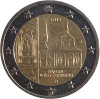 Germany coin 2 Euro - Federal States: Baden-Württemberg (2013) obverse obverse of 2 Euro - Federal States: Baden-Württemberg (2013) coin with KM# 314 from Germany. Inscription: 2013 J BADEN- WÜRTTEMBERG ER D