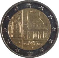 obverse of 2 Euro - Federal States: Baden-Württemberg (2013) coin with KM# 314 from Germany. Inscription: 2013 J BADEN- WÜRTTEMBERG ER D