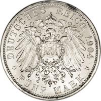 reverse of 5 Mark - Friedrich August III - Death of King Georg (1904) coin with KM# 1262 from German States.