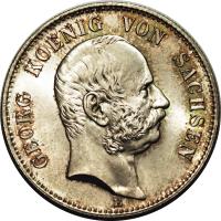 obverse of 2 Mark - Georg (1903 - 1904) coin with KM# 1257 from German States. Inscription: GEORG KOENIG VON SACHSEN E