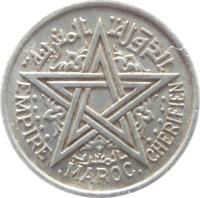 Morocco coin 1 Franc - Mohammed V (1951) obverse obverse of 1 Franc - Mohammed V (1951) coin with Y# 46 from Morocco. Inscription: EMPIRE .MAROC. CHERIFIEN