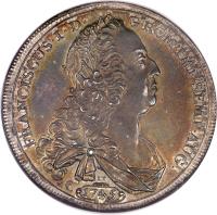 obverse of 1 Thaler - Franz I (1745) coin with KM# 157 from German States. Inscription: FRANCISCUS · I · D · G · ROM · IMP · SEMP · AUG. IT 1745