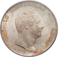 obverse of 1 Gulden - Leopold I (1837 - 1841) coin with KM# 207 from German States. Inscription: LEOPOLD GROSHERZOG VON BADEN