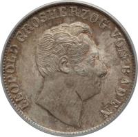 German States coin 1/2 Gulden - Leopold I (1845 - 1852) obverse obverse of 1/2 Gulden - Leopold I (1845 - 1852) coin with KM# 221 from German States. Inscription: LEOPOLD GROSHERZOG VON BADEN
