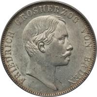 German States coin 1 Vereinsthaler - Friedrich I (1857 - 1865) obverse obverse of 1 Vereinsthaler - Friedrich I (1857 - 1865) coin with KM# 240 from German States. Inscription: FRIEDRICH GROSHERZOG VON BADEN