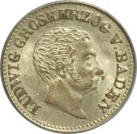 German States coin 3 Kreuzer - Ludwig I (1829 - 1830) obverse obverse of 3 Kreuzer - Ludwig I (1829 - 1830) coin with KM# 191 from German States. Inscription: LUDWIG GROSHERZOG VON BADEN