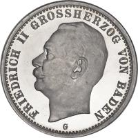 German States coin 2 Mark - Friedrich II (1911 - 1913) obverse obverse of 2 Mark - Friedrich II (1911 - 1913) coin with KM# 283 from German States. Inscription: FRIEDRICH II GROSSHERZOG VON BADEN G