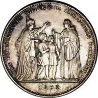 German States coin 1 Conventionsthaler - Ludwig I - Benedictine Order (1835) reverse reverse of 1 Conventionsthaler - Ludwig I - Benedictine Order (1835) coin with KM# 782 from German States. Inscription: DEN BENEDIKTINERN WIEDER EINE LEHRANSTALT ÜBERGEBEN 1835