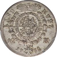 German States coin 12 Kreuzer - Maximilian III Joseph (1747 - 1765) reverse reverse of 12 Kreuzer - Maximilian III Joseph (1747 - 1765) coin with KM# 488 from German States.