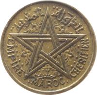 Morocco coin 1 Franc - Mohammed V (1945) obverse obverse of 1 Franc - Mohammed V (1945) coin with Y# 41 from Morocco. Inscription: EMPIRE MAROC CHERIFIEN