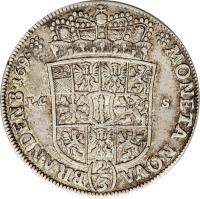 German States coin 2/3 Thaler - Friedrich III (1689 - 1695) reverse reverse of 2/3 Thaler - Friedrich III (1689 - 1695) coin with KM# 556 from German States.