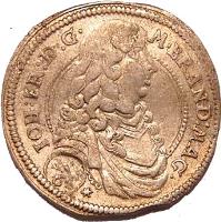 German States coin 1/6 Thaler - Johann Friedrich (1676 - 1679) obverse obverse of 1/6 Thaler - Johann Friedrich (1676 - 1679) coin with KM# 82 from German States.