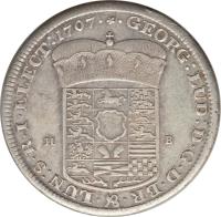 German States coin 1 Thaler - George I (1705 - 1710) obverse obverse of 1 Thaler - George I (1705 - 1710) coin with KM# 51 from German States. Inscription: GEORG:LUD:D.G.D.BR.&.LUN:S.R.I.ELECT:1710.* HB