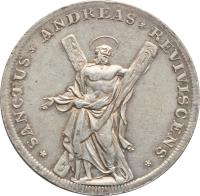 German States coin 1 Thaler - George I (1705 - 1710) reverse reverse of 1 Thaler - George I (1705 - 1710) coin with KM# 51 from German States. Inscription: SANCTUS*ANDREAS*REVIVISCENS