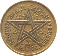 obverse of 50 Centimes - Mohammed V (1945) coin with Y# 40 from Morocco. Inscription: EMPIRE .MAROC. CHERIFIEN