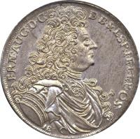 German States coin 2/3 Thaler / 1 Gulden - Ernst August (1693 - 1721) obverse obverse of 2/3 Thaler / 1 Gulden - Ernst August (1693 - 1721) coin with KM# A17 from German States. Inscription: ERN:AUG:D.G. / D:B.&L.S.R.I.ELEP:OS: