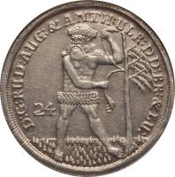 obverse of 24 Mariengroschen - Rudolph August (1685 - 1704) coin with KM# 559 from German States. Inscription: D:G:RUD:AUG:& ANTH:ULR:DD:BR:&LU: