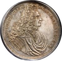 obverse of 1 Thaler - August Wilhelm - Death of Anton Ulrich (1714) coin with KM# 737 from German States.