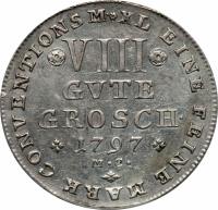 reverse of 8 Gute Groschen - Karl Wilhelm Ferdinand (1786 - 1805) coin with KM# 1026 from German States.