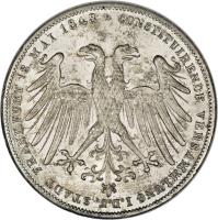German States coin 2 Gulden - Constitutional Convention (1848) obverse obverse of 2 Gulden - Constitutional Convention (1848) coin with KM# 337 from German States. Inscription: CONSTITUIRENDE VERSAMLUNG I.D.F. STADT FRANKFURT 18. MAI 1848 *