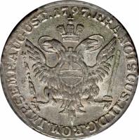 German States coin 4 Schilling Courant - Franz II (1797) obverse obverse of 4 Schilling Courant - Franz II (1797) coin with KM# 512 from German States.