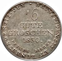 German States coin 16 Gute Groschen - George IV (1822 - 1830) reverse reverse of 16 Gute Groschen - George IV (1822 - 1830) coin with KM# 138 from German States.