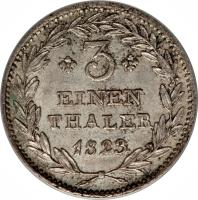 reverse of 1/3 Thaler - Wilhelm II (1822 - 1829) coin with KM# 578 from German States.